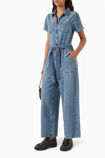 Fit For Success Cropped Jumpsuit in Lite Linen Denim