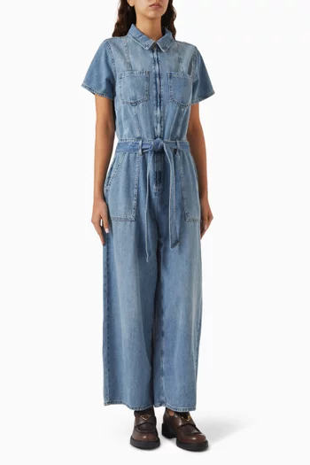 Fit For Success Cropped Jumpsuit in Lite Linen Denim