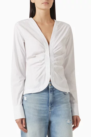 قميص بكشكش قطن بوبلين