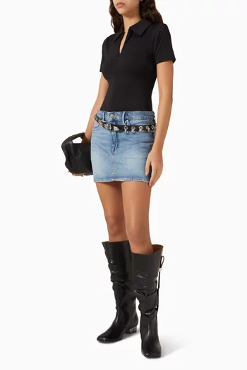 بودي سوت بياقة حادة قماش سكوبا خفيف الوزن