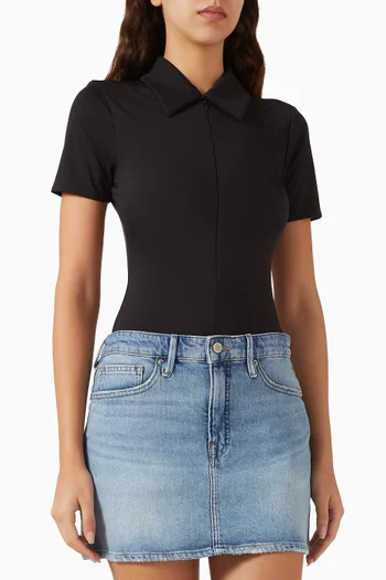 بودي سوت بياقة حادة قماش سكوبا خفيف الوزن