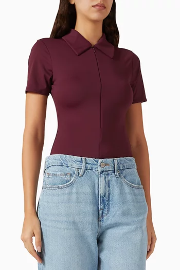 بودي سوت بياقة حادة قماش سكوبا خفيف الوزن