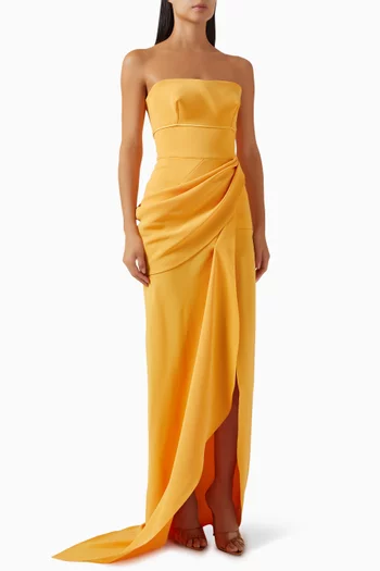 فستان سهرة مارلين بلا حمالات كريب صيني