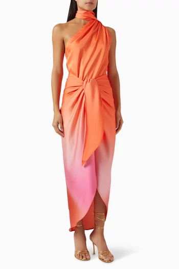 Lora Halterneck Dress in Satin