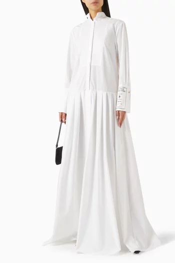 Long Sleeve Shirt Gown in Cotton-poplin