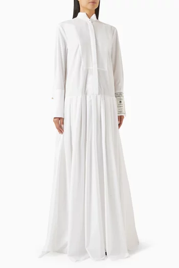 Long Sleeve Shirt Gown in Cotton-poplin