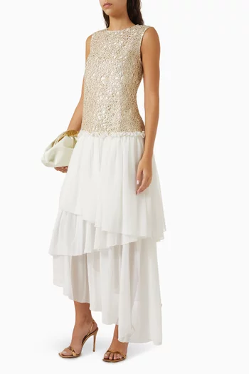 Geometric-embellished Midi Dress