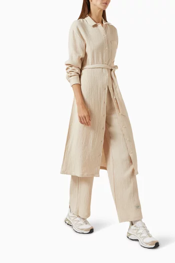 Drawstring Pants in Crinkled Cotton