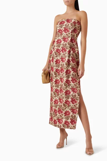 فستان روزالي متوسط الطول كتان