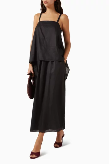 تنورة جيني متوسطة الطول كتان