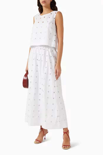 Peggy Laser-cut Embroidery Skirt in Cotton