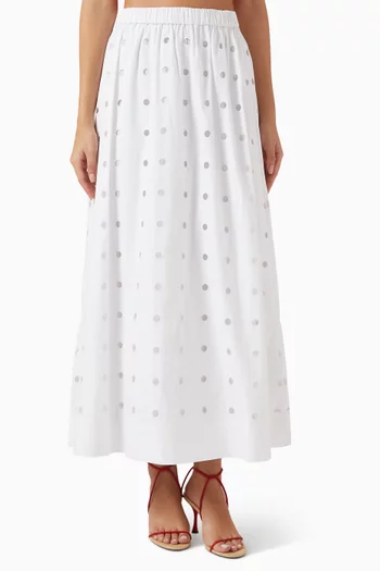 Peggy Laser-cut Embroidery Skirt in Cotton