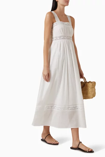 فستان دافن متوسط الطول قطن