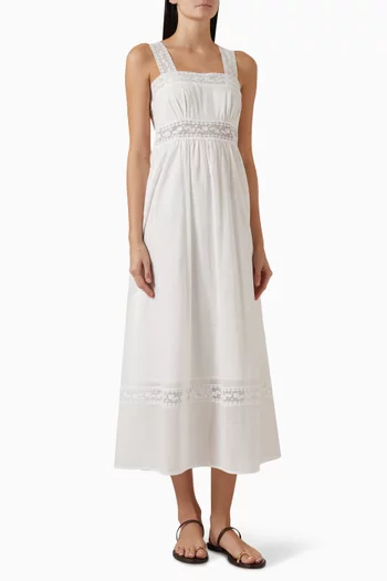 فستان دافن متوسط الطول قطن