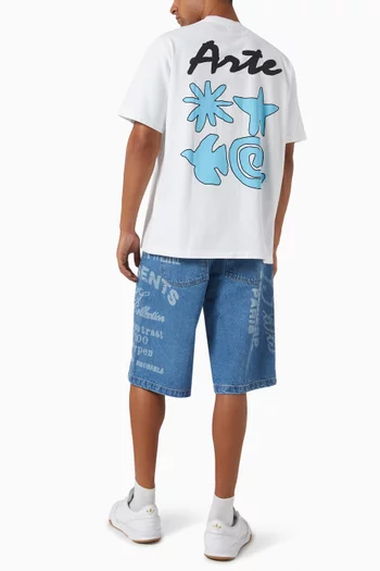 Printed Shorts in Denim