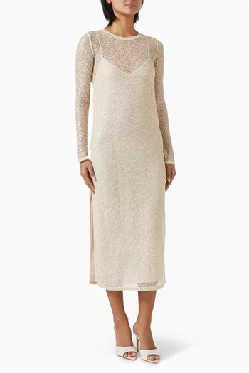 Sequinned Midi Dress in Mesh