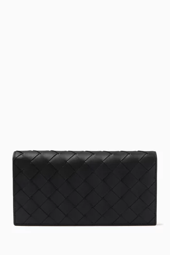 Long Wallet in Intrecciato Leather