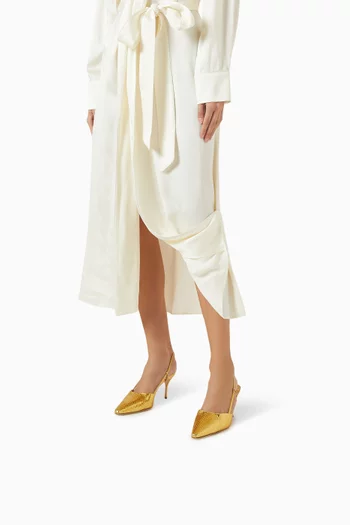 Touki 70 Slingback Pumps in Snake-embossed Leather