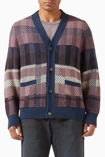 كارديغان بنقشة مربعات كبيرة قطن