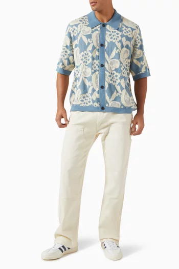 Floral Button-down Sweater in Pima Cotton