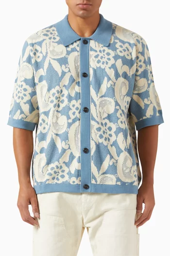 Floral Button-down Sweater in Pima Cotton