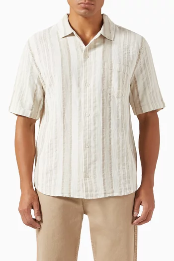 Striped Bari Shirt in Linen Blend