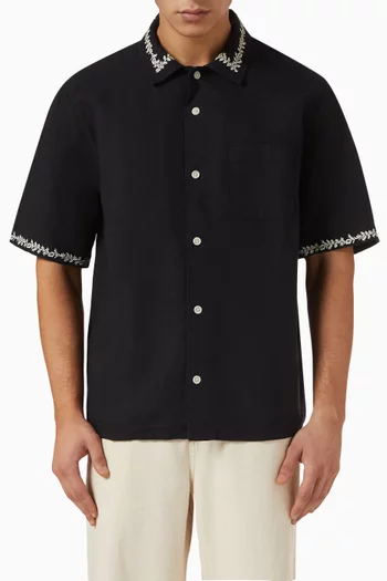 Elijah Embroidered Shirt in Linen Blend