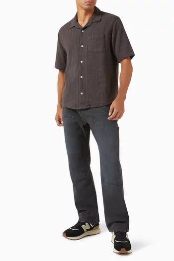 Basket Weave Striped Shirt in Cotton