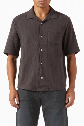 Basket Weave Striped Shirt in Cotton