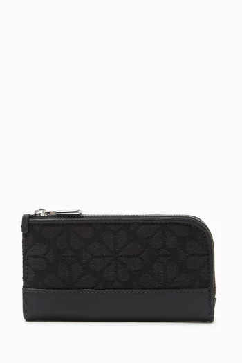 Small Spade Flower Slim Bi-fold Wallet in Canvas
