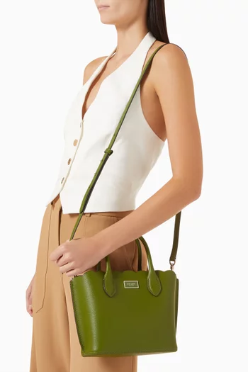 Suite Scalloped Crossbody Tote Bag in Leather