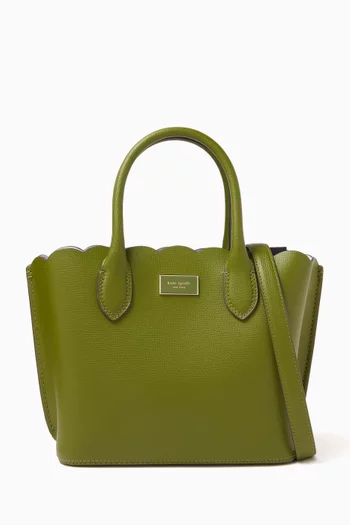 Suite Scalloped Crossbody Tote Bag in Leather