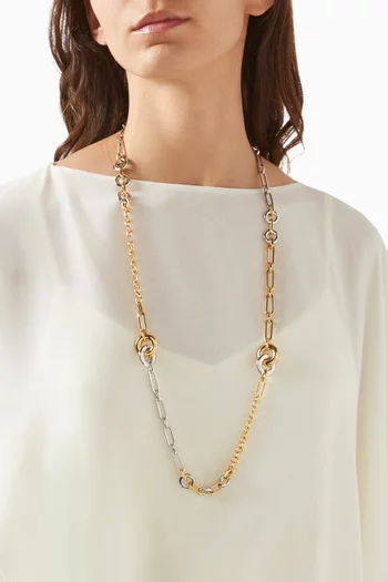 Interlock Long Necklace in Two-tone Brass