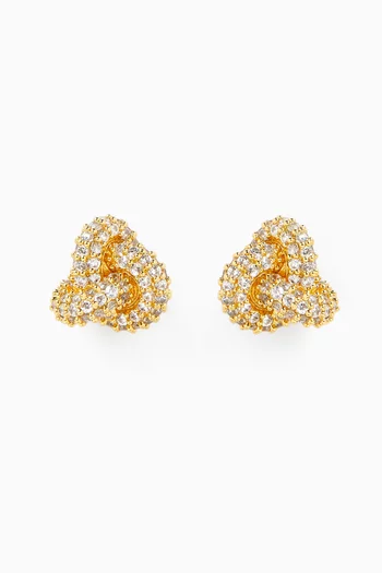 Double Knot Pavé Studs in Gold-tone Brass