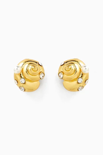 Beachside Stud Earrings in Gold-tone Brass