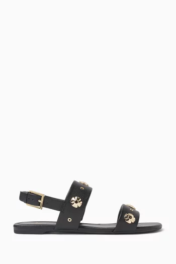 Flower Stud Sandals in Leather
