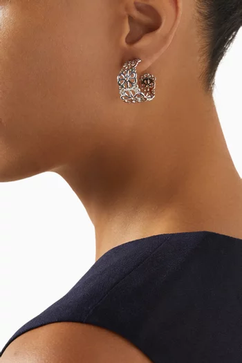 Flower Lace Hoops in Silver-tone Brass