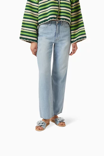 Flourish Slide Sandals in Denim