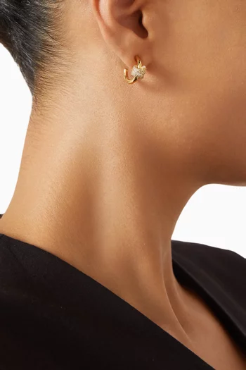 Ropes & Knots Pavé Huggie Earrings in Gold-tone Brass