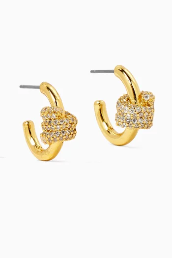 Ropes & Knots Pavé Huggie Earrings in Gold-tone Brass