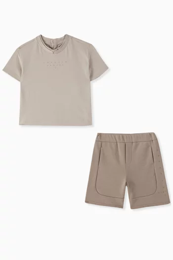 Micro EA Logo T-shirt & Shorts Set in Jersey