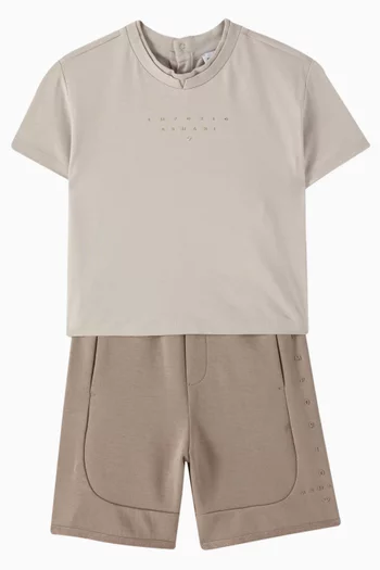 Micro EA Logo T-shirt & Shorts Set in Jersey