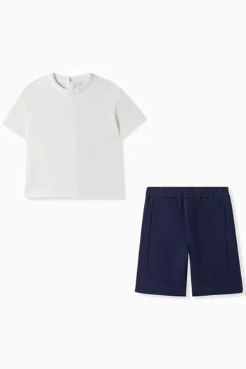 Micro EA Logo T-shirt & Shorts Set in Jersey