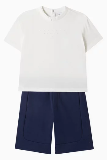 Micro EA Logo T-shirt & Shorts Set in Jersey