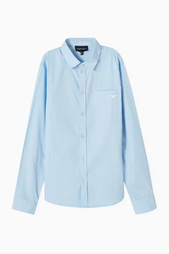 قميص بتطريز شعار الماركة قطن بوبلين