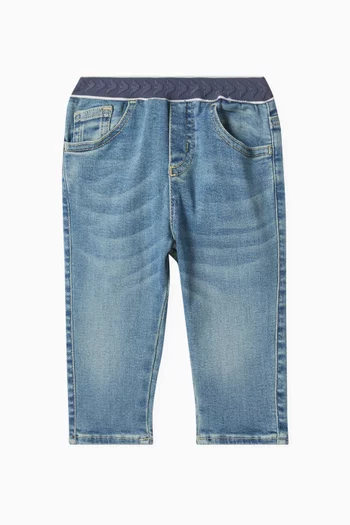 Eagle Logo Waistband Jeans in Cotton-denim