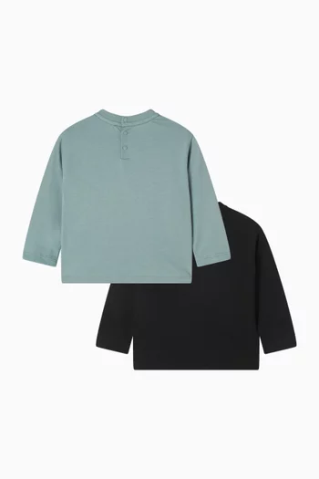 طقم تي شيرت بشعار الماركة، 2 قطع