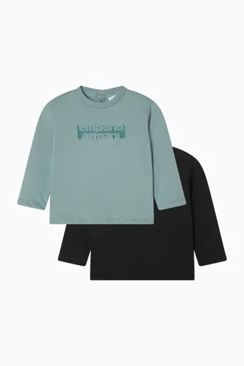 طقم تي شيرت بشعار الماركة، 2 قطع