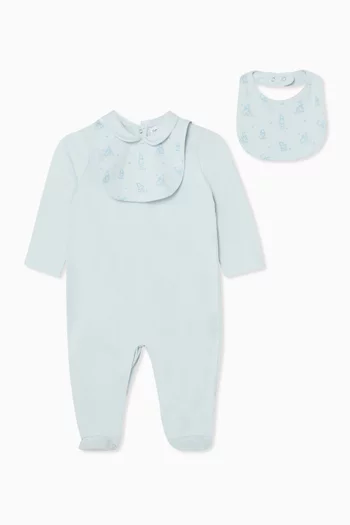 Funny Winter Sleepsuit & Bib Set in Cotton