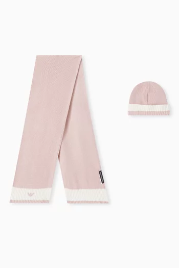Logo-trim Scarf & Beanie Set